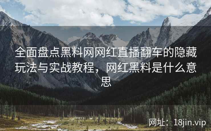 全面盘点黑料网网红直播翻车的隐藏玩法与实战教程，网红黑料是什么意思